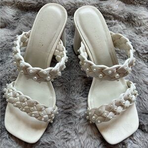 Altar'd State Cream Braided Pearl Heels